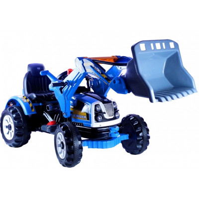 Elektrický traktor s naberačkou - modrý